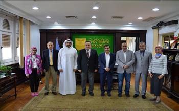 رئيس جامعة الإسكندرية يستقبل الملحق الثقافي الكويتي بالمحافظة