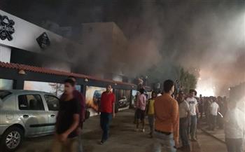 حريق هائل بمركز صيانة سيارات في مدينة السادات بالمنوفية