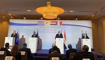 مصر وفرنسا واليونان وقبرص يؤكدون ضرورة منح الأولوية لدفع السلام والاستقرار إقليمياً ودولياً