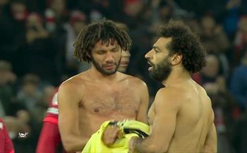 لقطة استثنائية بين محمد صلاح والنني بعد مباراة ليفربول وأرسنال