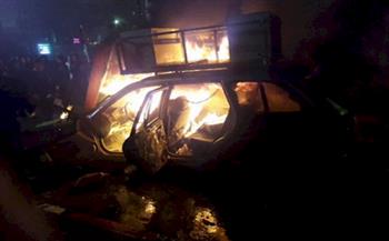 إحراق سيارة لمستوطنين إسرائيليين وسط رام الله