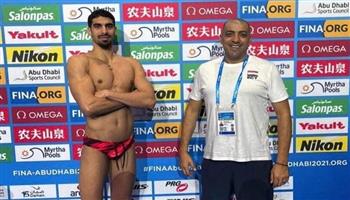 عبدالرحمن هريدي يتأهل لنصف نهائي 50 متر حرة بمونديال السباحة بأبوظبي