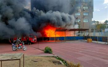 السيطرة على حريق صالة الجمباز بمدرسة السعيدية في الجيزة