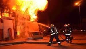 انتداب الأدلة الجنائية لمعاينة حريق أتوبيس في أوسيم