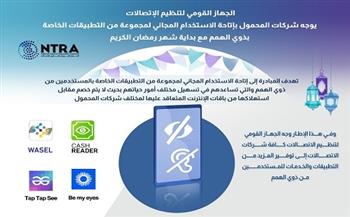 «تنظيم الاتصالات» يوجه بإتاحة استخدام التطبيقات الخاصة بمتحدي الإعاقة مجانًا