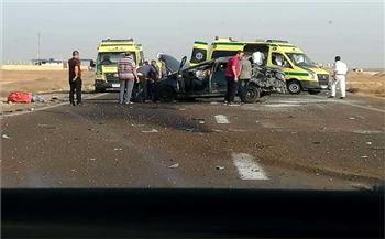 مصرع واصابة 4 أشخاص في حادث انقلاب سيارة  بأسوان