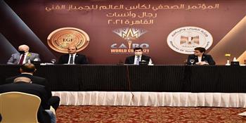 وزير الرياضة يشهد المؤتمر الصحفي لكأس العالم للجمباز الفني