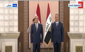شاهد.. مراسم استقبال رسمية للرئيس السيسي في العراق