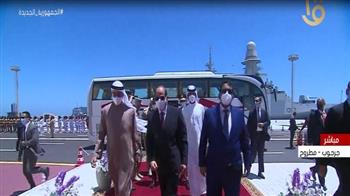 لحظة وصول الرئيس السيسي لافتتاح قاعدة «3 يوليو» البحرية (فيديو)