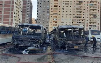 تفحم 4 أتوبيسات في حريق جراج بالإسكندرية