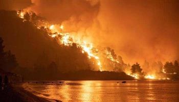السكان والإطفائيون يكافحون معا النيران في جزيرة إيفيا اليونانية