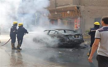 حريق يلتهم سيارة ملاكي بشارع العشرين بالعمرانية (صور)