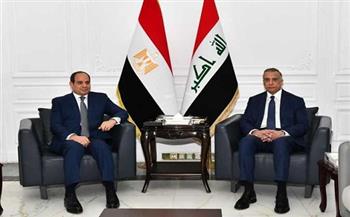 رئيس وزراء العراق يستقبل الرئيس السيسي بمطار بغداد