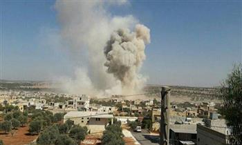 نشوب حريق في محيط بلدة جورين بريف حماة السورى جراء اعتداء التنظيمات الإرهابية بالقذائف الصاروخية