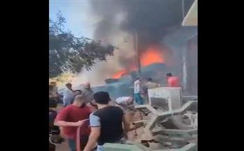 حريق هائل في مصنع قطن بقرية محلة زياد (صور)