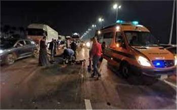 إصابة 9 عمال في حادث انقلاب سيارة أعلى الطريق الصحراوي بأطفيح