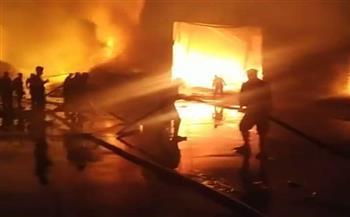 حريق هائل في مصنع كرتون بمدينة السادات 