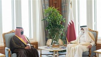 أمير قطر ووزير الداخلية السعودي يبحثان تطوير العلاقات