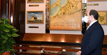 بالصور.. جولة الرئيس السيسي لمتحف ميناء الإسكندرية البحري