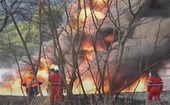 مشاهد مروعة لحريق ضخم في خط غاز في فنزويلا (فيديو)