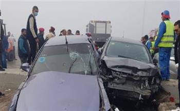إصابة 7  أشخاص في حادث تصادم سيارتين بطريق الساحل الشمالي