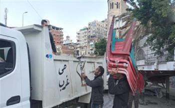 حملات مكبرة  لإزالة الاشغالات بأحياء الإسكندرية