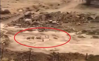 لحظة جرف السيول لسيارة سعودي برفقة طفلته (فيديو مؤثر)