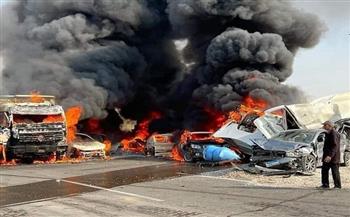10 صور ترصد آثار حادث الطريق الدائري الأوسطي 