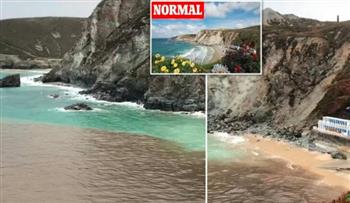 مياه شاطئ بريطاني تتحول إلى اللون البني لسبب صادم (فيديو)