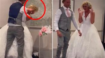 لسبب غريب.. عريس يضرب عروسه بكعكة الزفاف أمام المعازيم «فيديو»