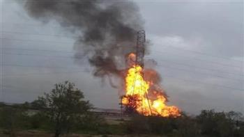 اشتعال النيران في صهاريج نفط بمنطقة بريانسك الروسية