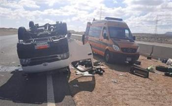 بسبب السرعة الزائدة.. إصابة 13 شخص في حادث انقلاب سيارة ميكروباص بالمنيا