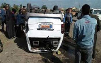 إصابة 8 أشخاص في حادث انقلاب سيارة ميكروباص بالصف