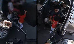 لحظة إنقاذ طفل  على آخر لحظة بعد سقوطه من السيارة بالمكسيك ..فيديو 