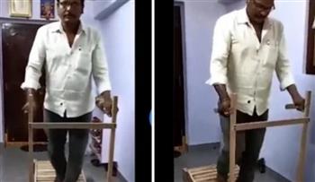 شاهد.. هندي يبتكر مشّاية رياضية مصنوعة من الخشب «بدون كهرباء»