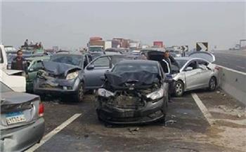 قبل الإفطار| حادث مروع بين 10 سيارات يكتب نهاية شخص ويصيب 11 بـ دهشور