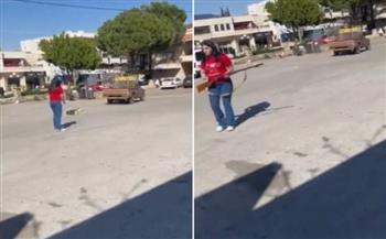 شّوه ابنتها.. لبنانية تقتل كلبًا بدم بارد وسط الشارع (فيديو)