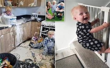 شقاوة طفلين تتسبب في كارثة بمطبخ منزلهما