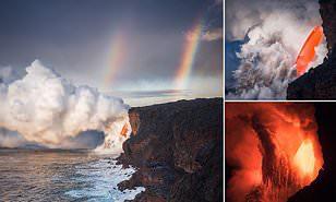 بقارب صغير.. مصور يلتقط مشاهد مذهلة لبركان كيلويا في هاواي 