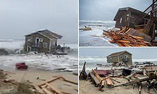 المد والجزر.. انهيار منزل على شاطئ ولاية كارولينا الشمالية (فيديو)