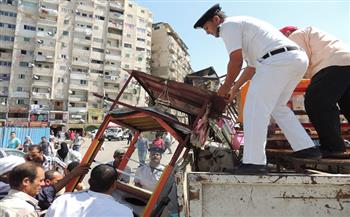 ضبط مواد بناء بدون مستندات وإزالة إشغالات بالإسكندرية