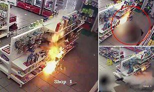 رجل يتسبب في تفجير محطة بنزين لرفض العمال منحه «سجائر».. فيديو 