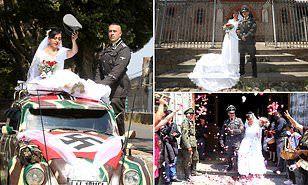 زوجان يثران جدلا كبيرا بين رواد السوشيال ميديا بحفل زفاف على طريقة «هتلر»