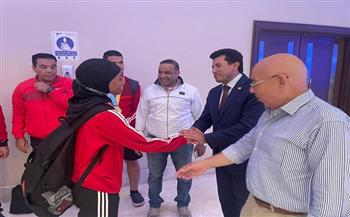 وزير الرياضة يستقبل بعثة منتخب الكاراتيه بعد مشاركتها بدورة الألعاب العالمية