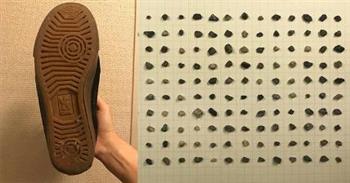 ياباني يقضى عاما كاملا في جمع الحصوات من نعل حذائه