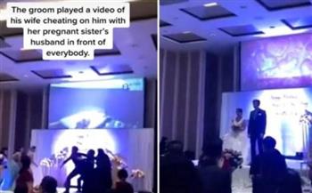 فضيحة حفل الزفاف.. عريس يعرض فيديو لخيانة عروسه مع زوج أختها