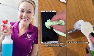 طريقة سريعة لتنظيف «الموبايل» تدفع فتاة لعالم الشهرة (فيديو) 