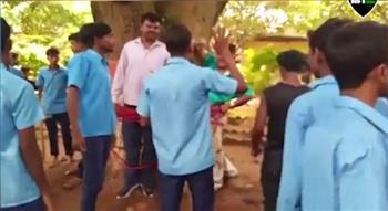 بعد رسوبهم في الامتحان.. طلاب هنود يربطون معلمهم في جذع شجرة (فيديو)