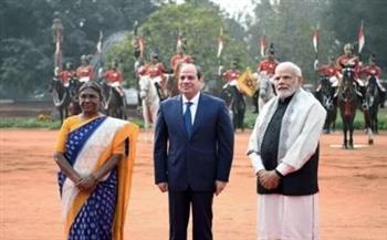 رئيسة الهند تستقبل الرئيس السيسي في قصر «راشتراباتي بهافان» في نيودلهي