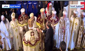 لحظة وصول الرئيس السيسي كاتدرائية ميلاد المسيح لتهنئة الأقباط بعيد الميلاد «فيديو»